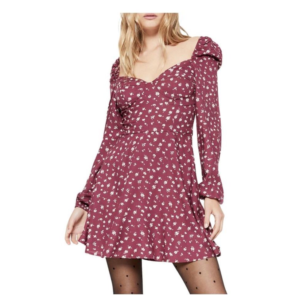 NWT BARDOT Womens Pink Pouf Sleeve Short Party Fit + Flare Dress 6